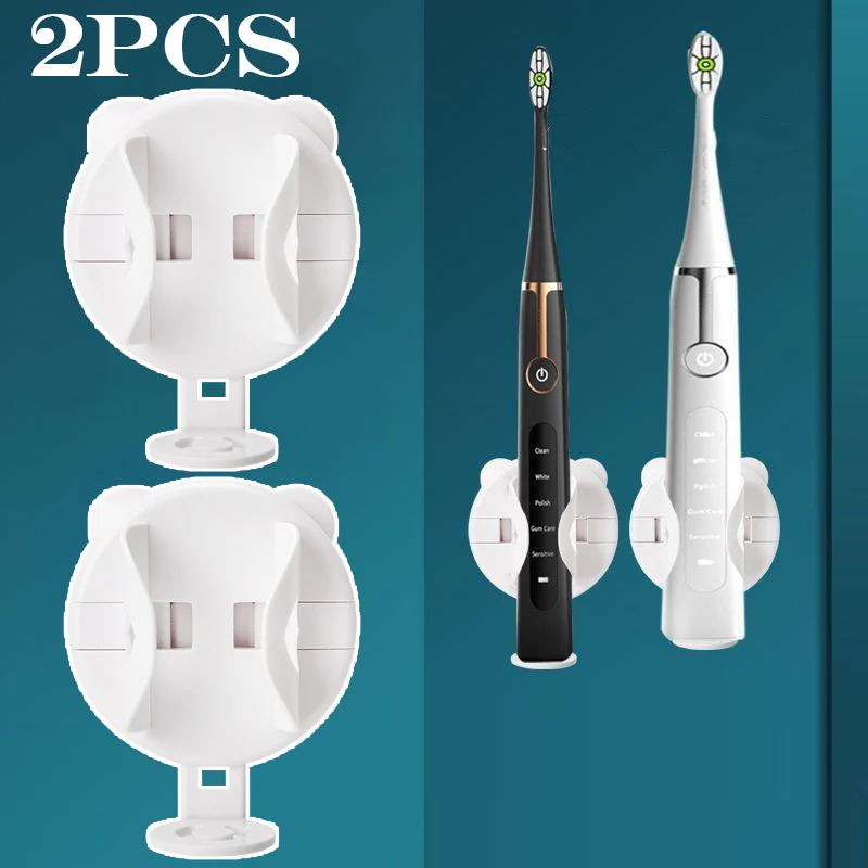 

2pcs Electric Toothbrush Holder No Punching Toothbrush Stand Wall-mounted Toothbrush Storage Rack Quick Drain Bathroom Organizer
