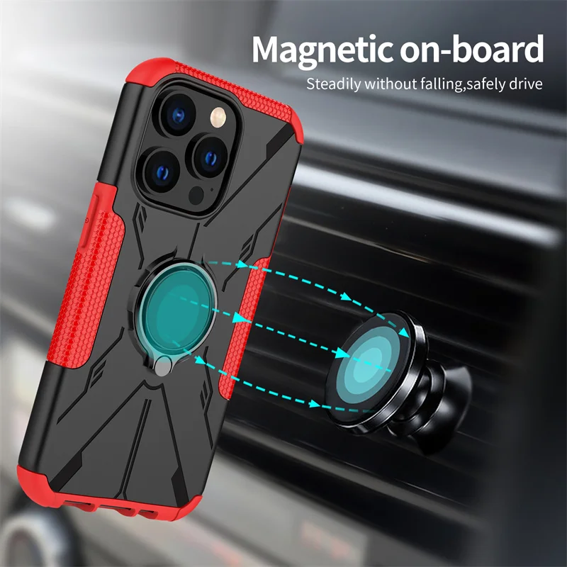 For iPhone 14 Pro Max Case For iPhone 14 Pro Max Cover Holder Finger Ring Armor Protective Phone Bumper For iPhone 14 Pro Max