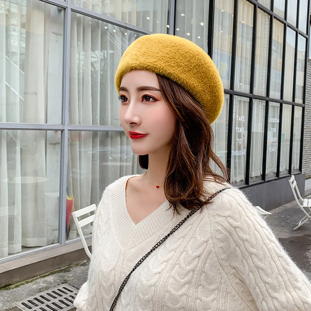 Новый осенне-зимний берет корейский Модный Универсальный однотонный