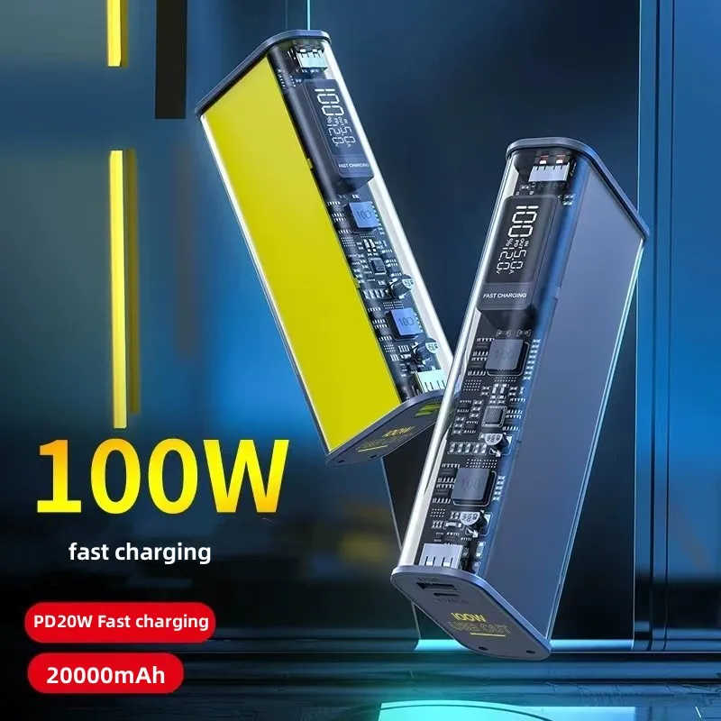 

Новый внешний аккумулятор PD100W для ноутбука 20000 мАч, прозрачный мобильный блок питания в стиле киберпанк для mecha