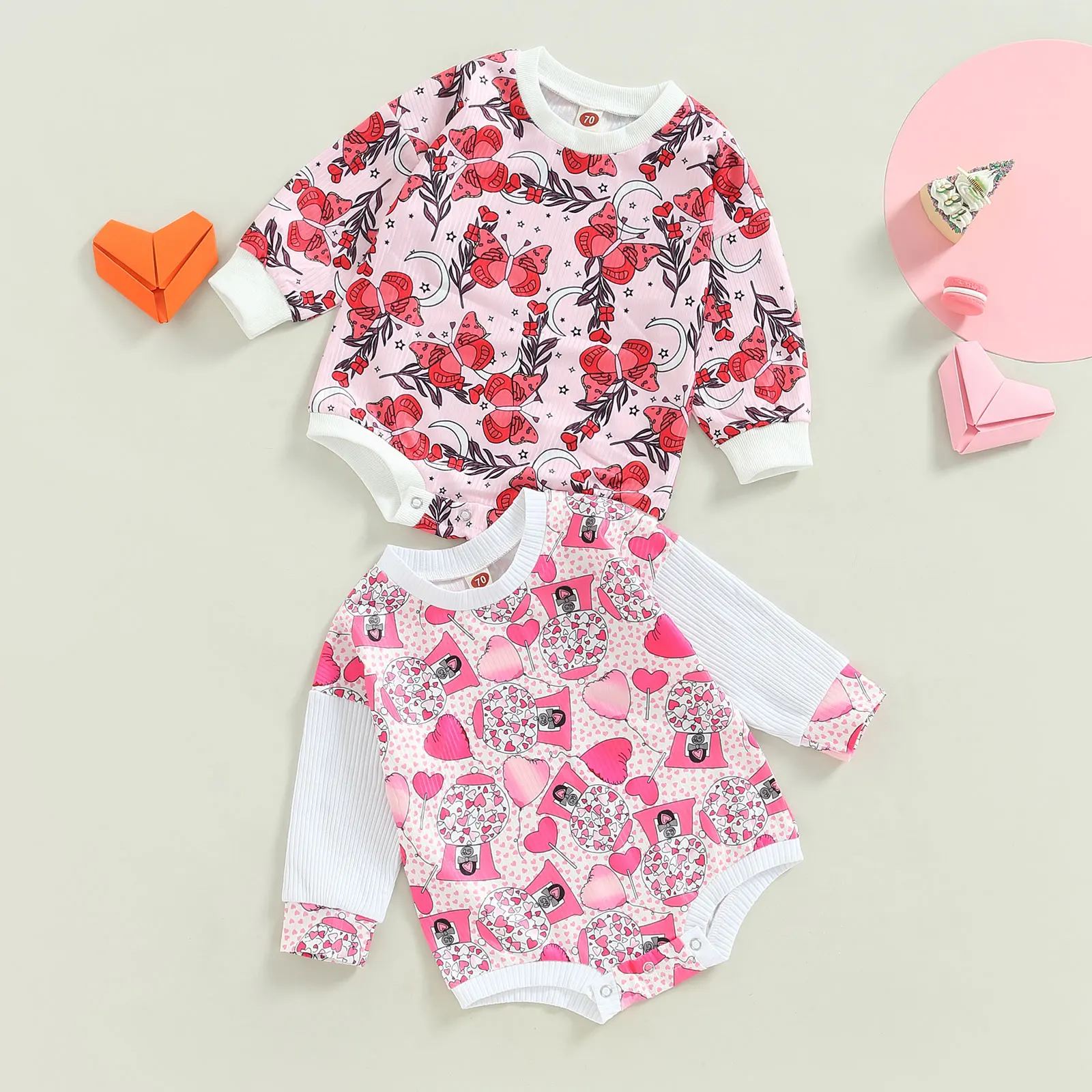 

Комбинезон Lioraitiin для девочек 0-24 мес. на День святого Валентина, 2022-12-01, комбинезон с романтичным принтом и длинными рукавами, комбинезон на День святого Валентина