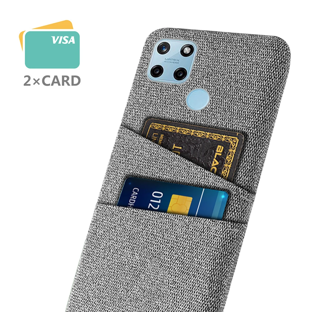 

For OPPO Realme C21Y Case Luxury Fabric Dual Card Phone Cover For Realme C21Y C21 Y RMX3261 C31 C35 Wallet Back Coque Funda