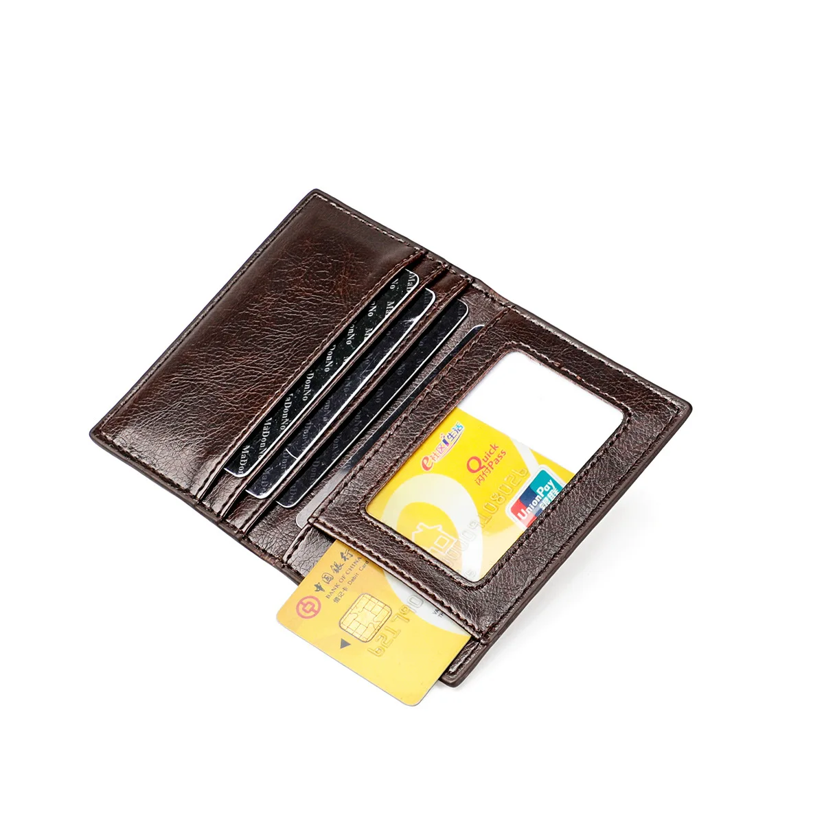 

Ультратонкий мужской держатель для кредитных карт, модный компактный кошелек двойного сложения из искусственной кожи, чехол для банковских карт, мини-Органайзер