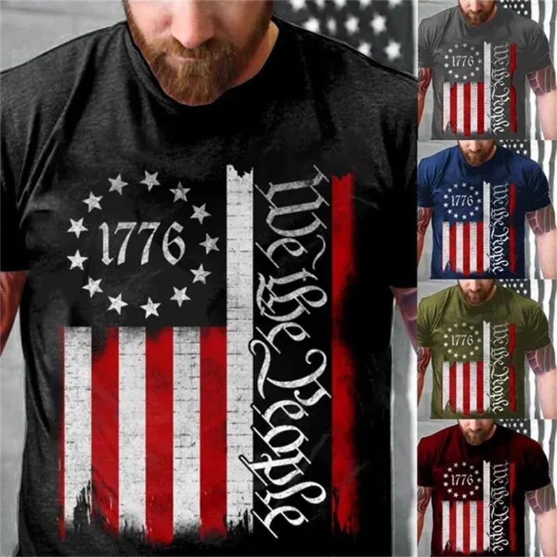 

Th Of July Shirt Fourth Of July T Shirts 1776 3D T-Shirt Independence Day Shirt American Flag TShirt USA Unisex Short Sleeve Top