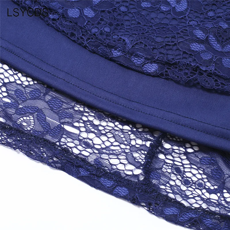 LSYCDS женское летнее сексуальное платье с разрезом на шее синий халат винтажное