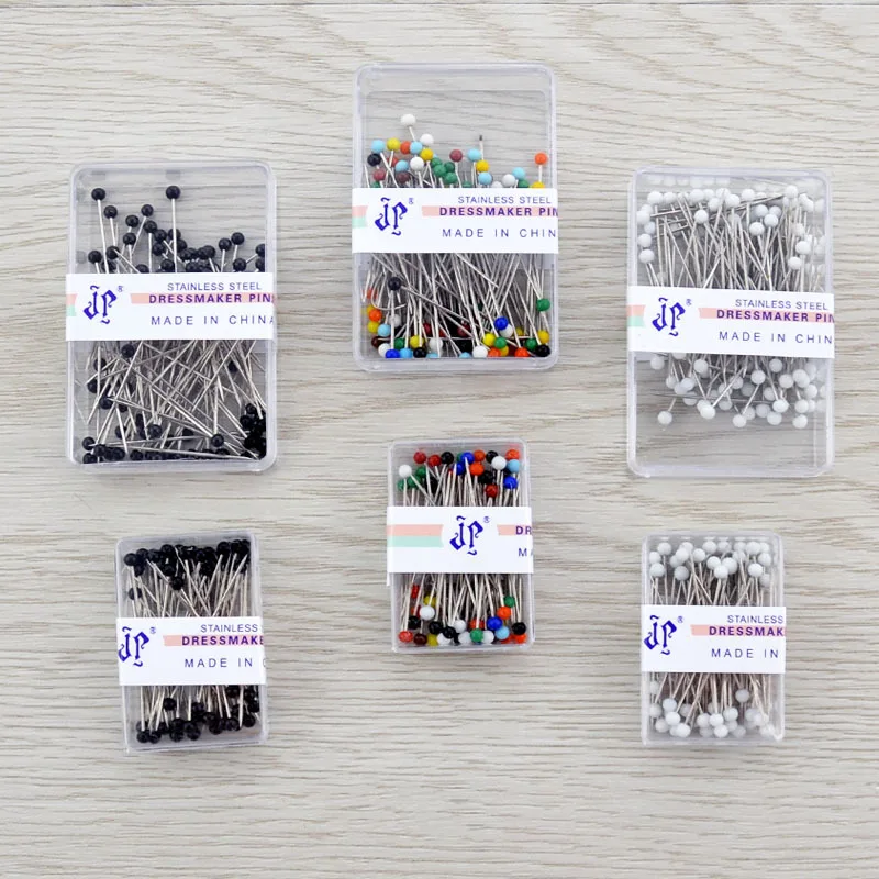 

New Portable 100PCS/Set DIY Round Pearl Head Pins Mixed Colors Straight Quilting Needles DIY Sewing Crafts Pins with Box
