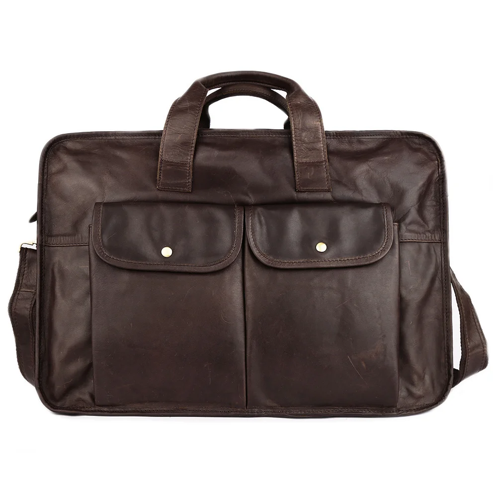 Genuine Leather Messenger Bag For Men 15.6" Laptop Briefcase Travel Work Cross Body Shoulder Bags Handbags Totes Male