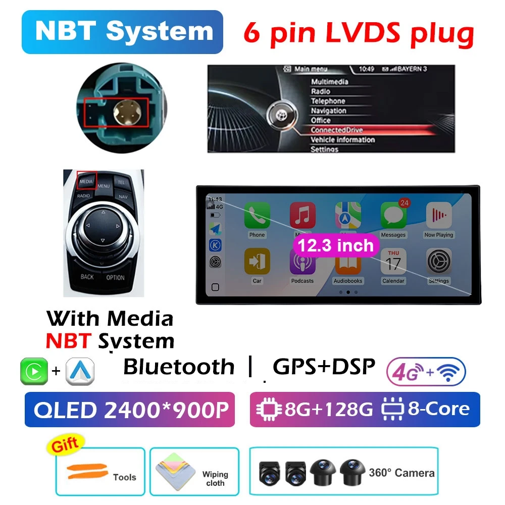 

Для BMW 5 SERIES F10 F11 2011 2012 2013 2014-2017 Беспроводная система Carplay Android 15 CIC/BT GPS Автомобильный мультимедийный плеер WIFI