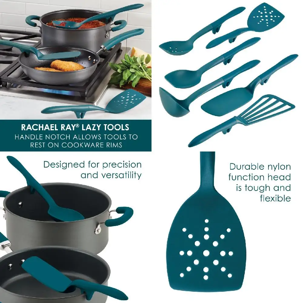 

Stylish 6 Piece Teal Nylon Kitchen Utensils Set - Perfect for All Cooking Needs, High-Quality Durable Construction.