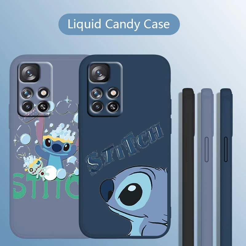 

Cute Lilo&Stitch Anime For Redmi K50 K40 K30 K20 10C X 9C AT A 8A 7A Gaming Pro Plus Liquid Rope Silicone Phone Case