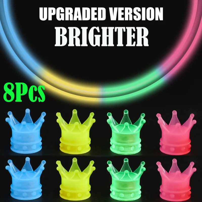 

1/4/8Pcs Car Tire Crown Luminous Valve Caps Car Electric Motorcycles Plastic Dust Cores Tires Valve Caps Decoration Accessories
