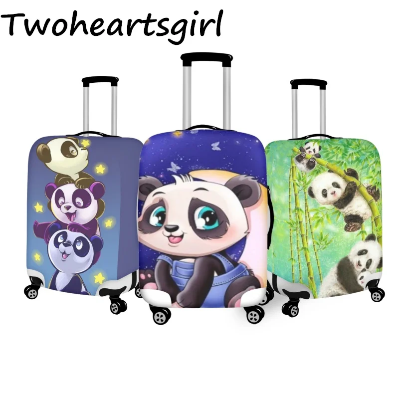 

Twoheartsgirl Cartoon Panda Print Travel Luggage Cover Protcetor Scratch Resistant Elastic Suitcase Covers Trolly Case Accessory
