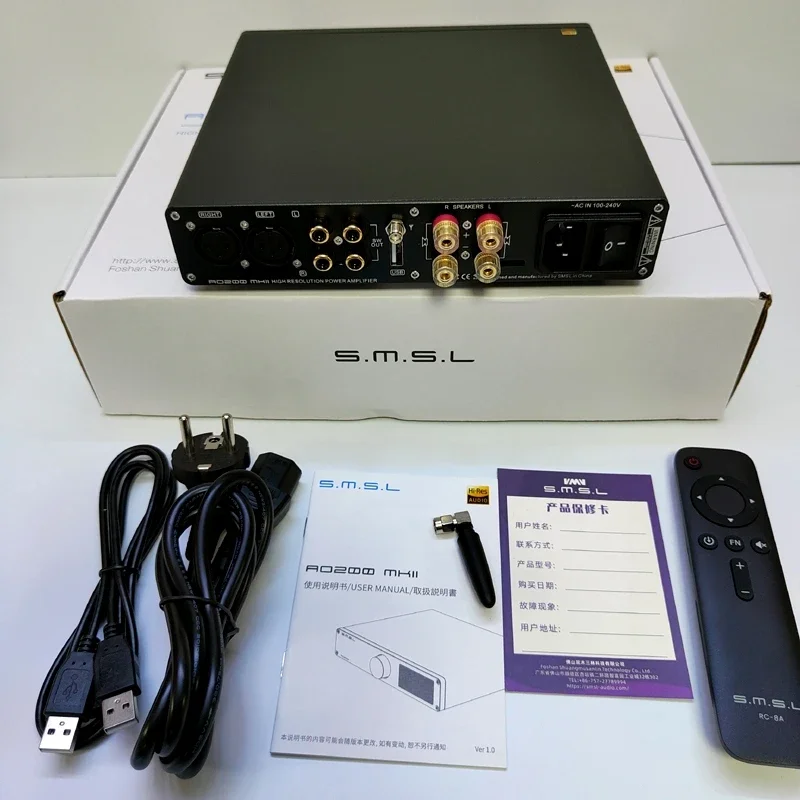 Фото Цифровой усилитель мощности SMSL AO200 MKII HIFI с процессором MA5332MS, входами XLR, RCA, USB и пультом дистанционного управления для ПК, DAC, TV, DAP №4