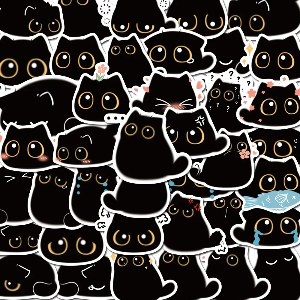 

10/40PCS Black Cat Cute Kawaii Stickers Vintage For Gift DIY Kid Notebook Luggage Motorcycle Laptop Refrigerator Decals Graffiti