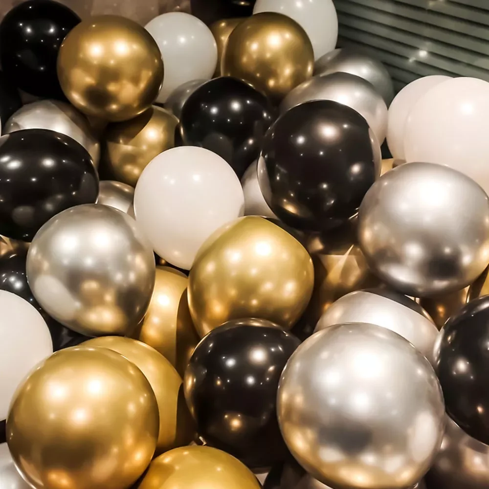 

10/20/30/40 Pcs 10Inch Silver Golden Metal Latex Confetti Balloon Wedding Decorations Matte Balloon Birthday Party Decorations