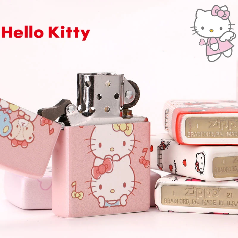 

Genuine Hello Kitty Kerosene Lighter Limited Edition Sanrios Fine Copper Lighter Anime Cartoon Creative Igniter Fast Delivery