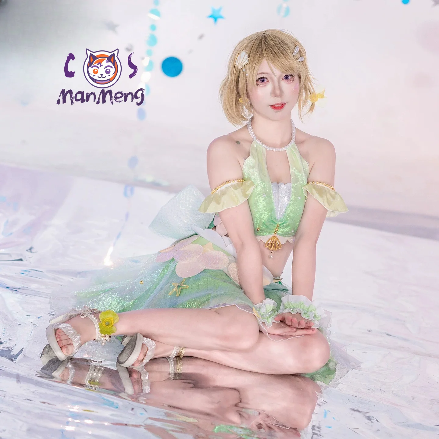 Фото Аниме LoveLive! Костюм русалки Ханайо Коизуми для косплея, женское платье для Хэллоуина и карнавала, летний пляжный купальник-комплект №5