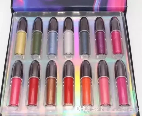 

14 colors Makeup Lipstick Kit Grand Illusion Liquid LipColour Shine Shimmer Lip Gloss 1Set 14pcs
