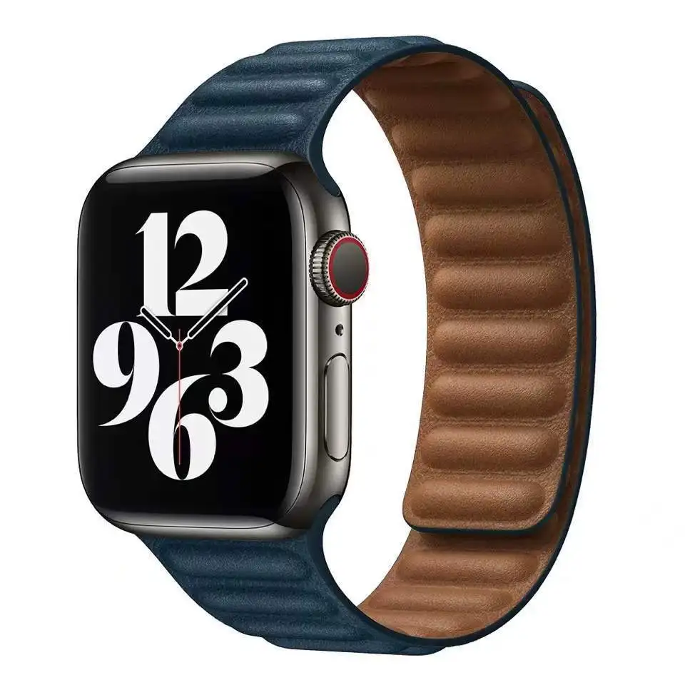 Leather Strap for Apple Watch Band 44mm 45mm 41mm 42mm 40mm 38mm Magnetic Wristband Bracelet for Iwatch Series 8 SE 7 6 5 3
