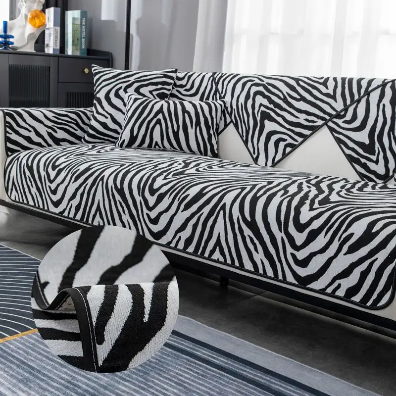 

Zebra Luxury Winter Warm Sofa Cushion Simple Modern Anti-Slip Cushion Sofa Cover Backrest Cushion Cloth Towel Sofa Cover Decor