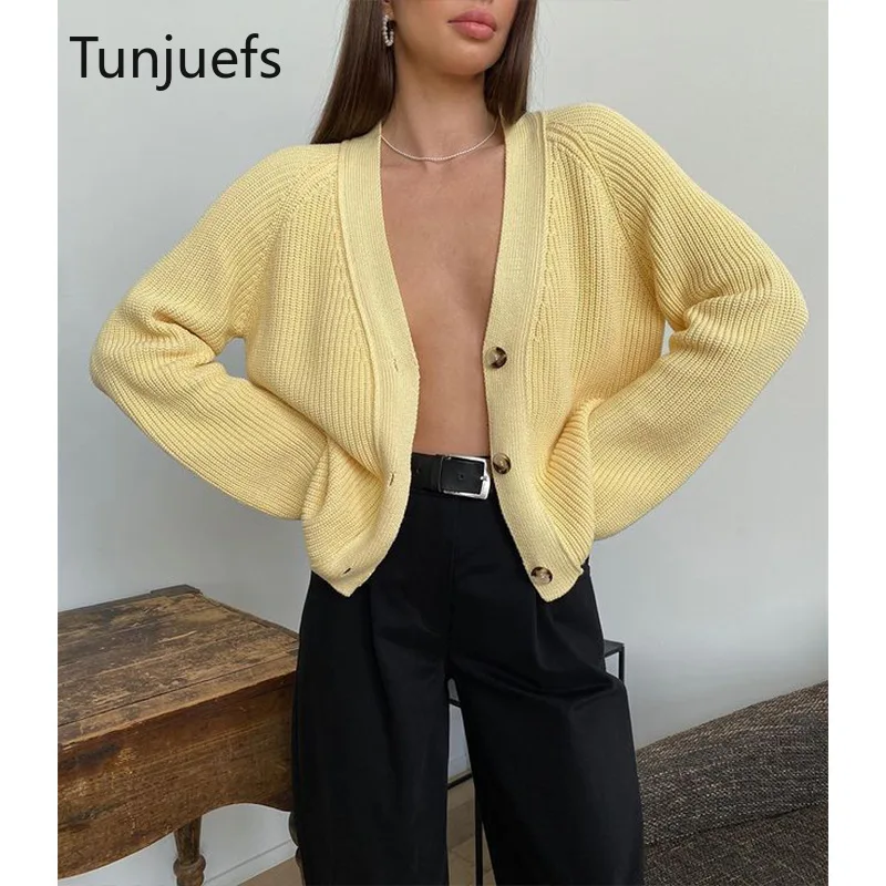 

V Neck Sweater Cardigan Women 2023 Korean Style Knitted Tops Soft Fleece Long Sleeve Outerwear Y2k Fashion Jersey Casual Blouse