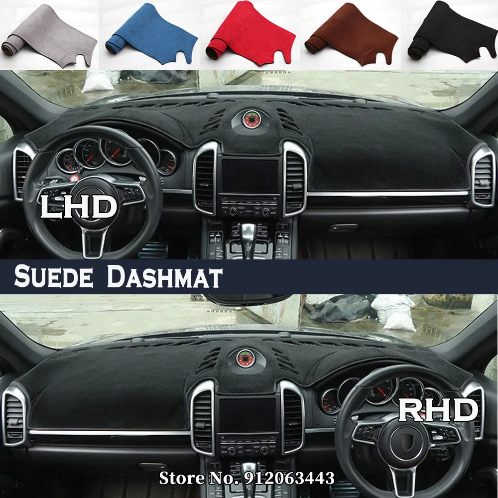 

Car Styling Suede Leather Dash Mat Covers Dashmat Dashboard Accessories For Porsche Cayenne 958 92A GTS Turbo S 2011 - 2018 2012