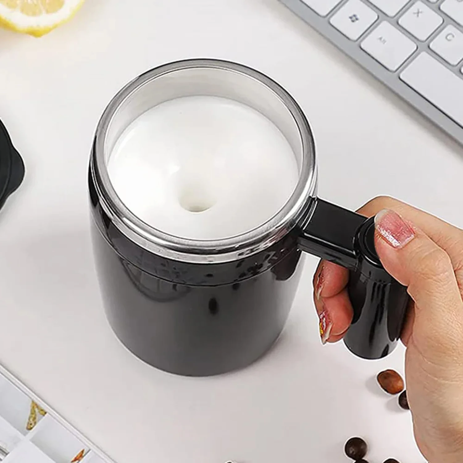 Mixing Cup Stainless Steel Mug Rotating Blender Auto Stirring Coffee Tea Milk Cocoa Water