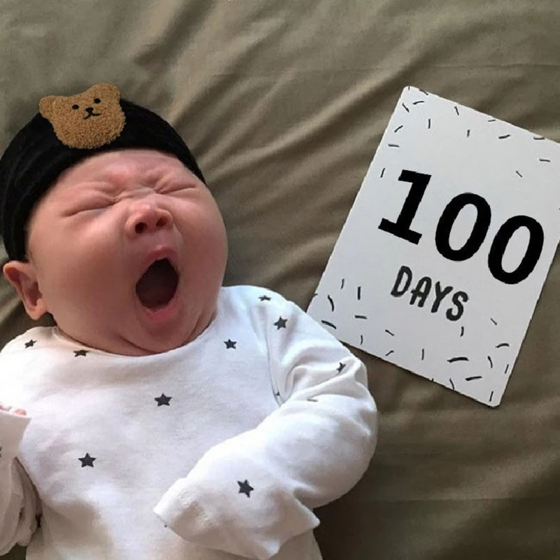 

Cartoon Bear Baby Headband Stretchy Turban Elastic Hair Band Warm for Head Wrap Children Toddler Headwear Hair Decoratio