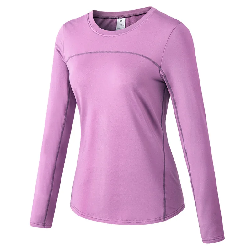 Women's Long Sleeve Running Shirts Workout Gym Sports T-Shirt Quick Dry Basic Tight Tees