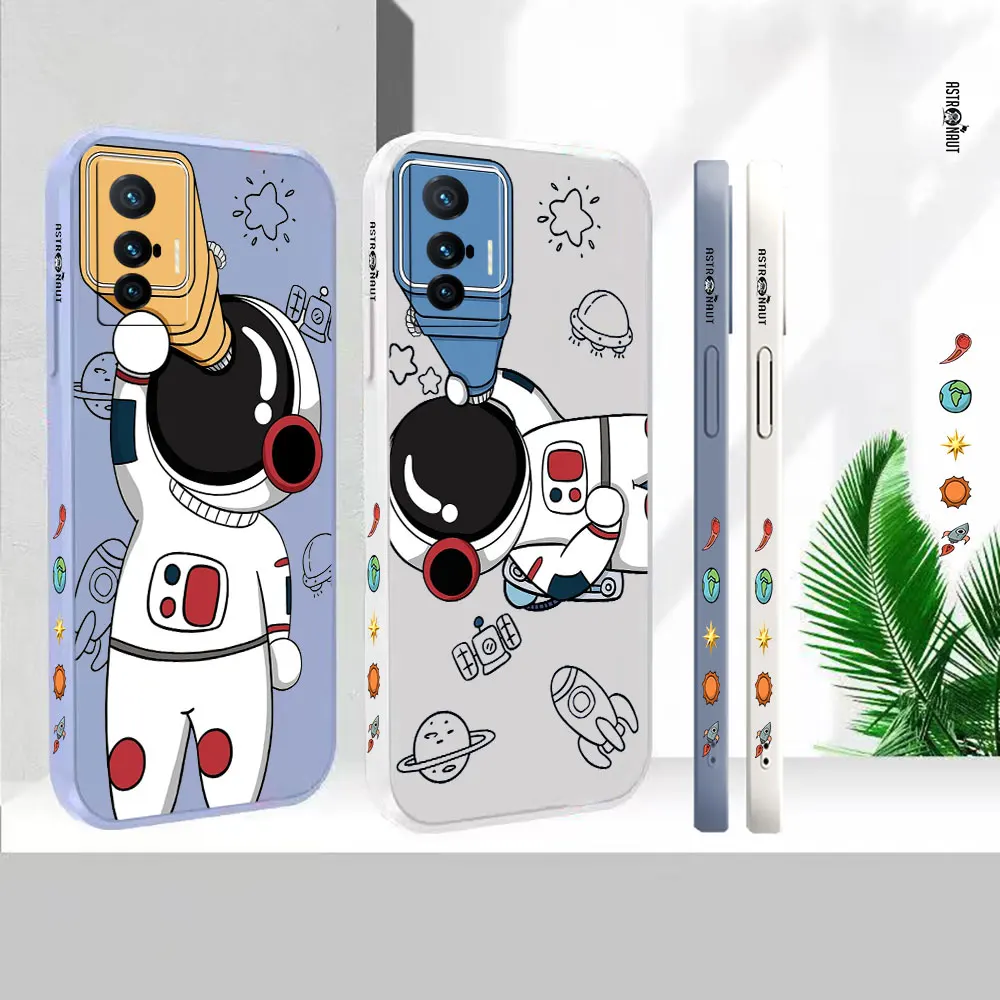 

Liquid Silicone Case For VIVO X90 X80 X70 X70T X60 X60T X50 X30 X27 X21S X21I X21IA Cover Planet Astronaut Fundas Cqoues Shell