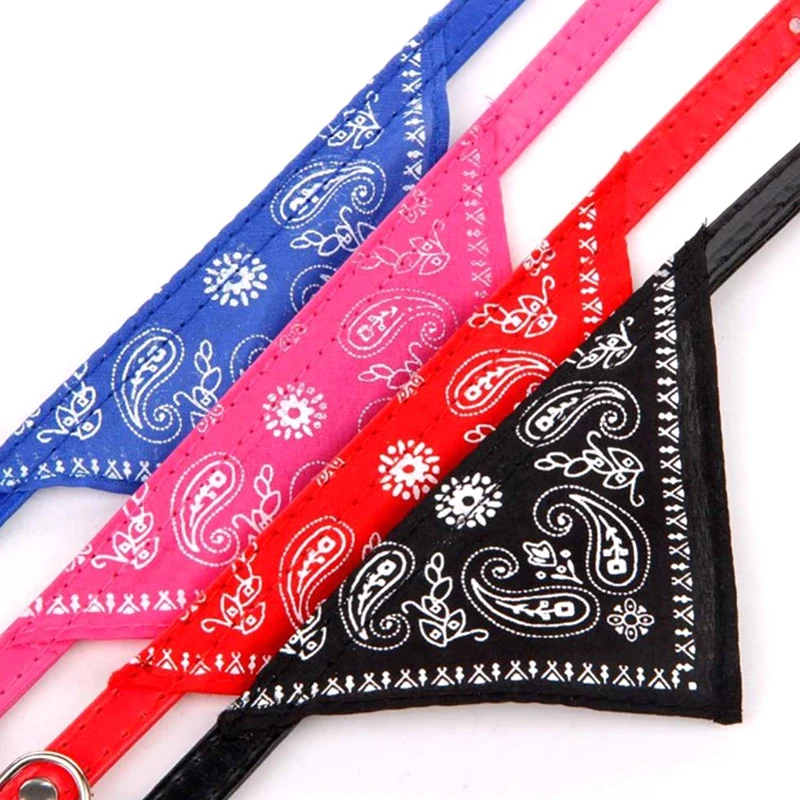 Adjustable Pet Dog Puppy Cat Neck Scarf Bandana Collar Neckerchief PU Cotton Dress Up Dog Accessories Print Triangular Bandage