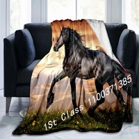 horse galloping blanket animal flannel blankets 3d art decor print blankets white horse blanket sofa beds throw blankets