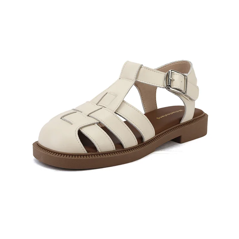 

Женские летние сандалии на плоской подошве, модная дизайнерская повседневная обувь с круглым носком, женские уличные туфли для походов и работы, большие размеры