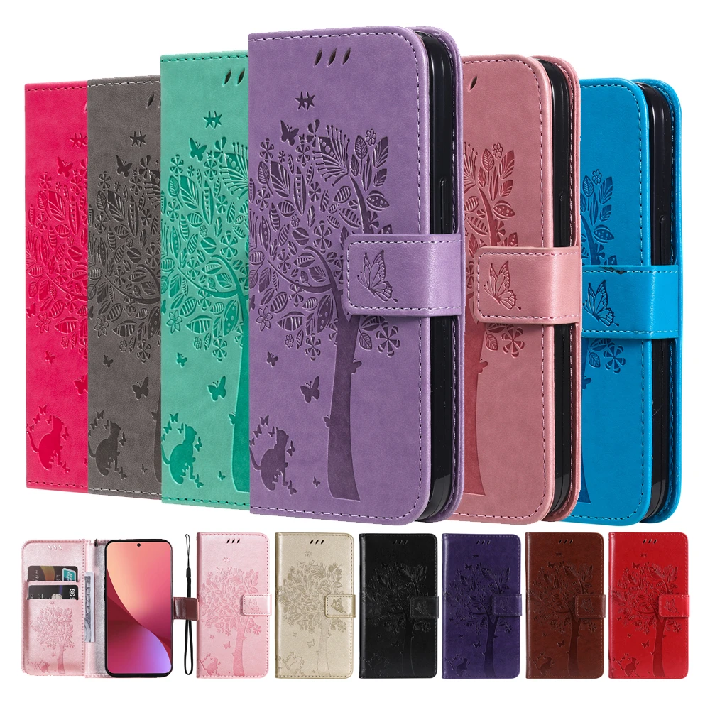 

3D Tree Leather Wallet Case For Moto G6 G6 Play E5 Plus C E4 XT1763 G5S G5 G4 Play G5S+ Moto G31 G41 G30 G10 Phone Coque Cover