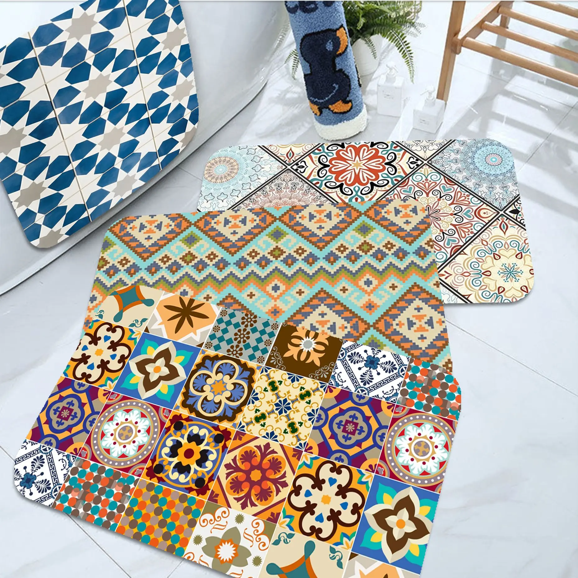 

Moroccan Ethnic Decorative Entrance Door Mat Nordic Style Bedroom Living Room Doormat Home Balcony Anti-Slip Modern Home Decor