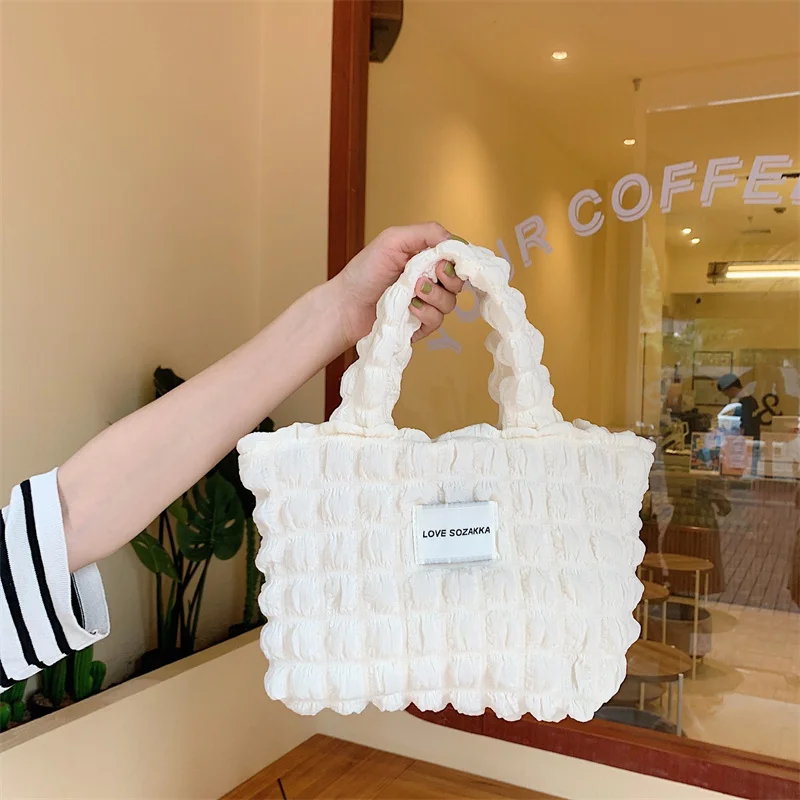 

Women's Bubble Handbag Shopping Bag Casual Lazy Style Portable Tote Bag Snack Storage Bag Baby Stroller Hanging Bags Korea Ins