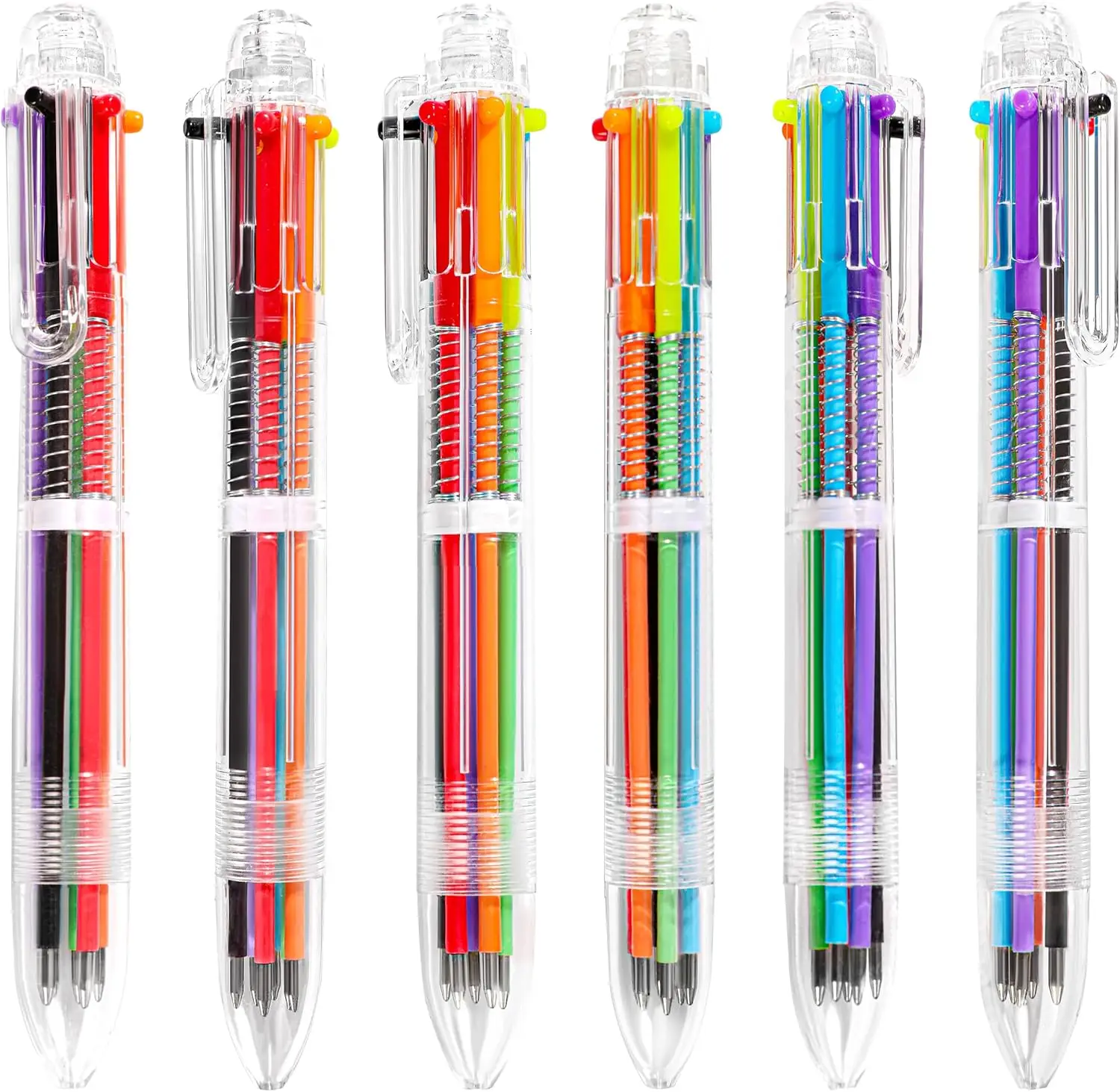 12 шт. разноцветные шариковые ручки 6 в 1, 0,5 мм, сувениры для вечеринок, 6 цветов, выдвижная многоцветная ручка для офиса, школьные принадлежности