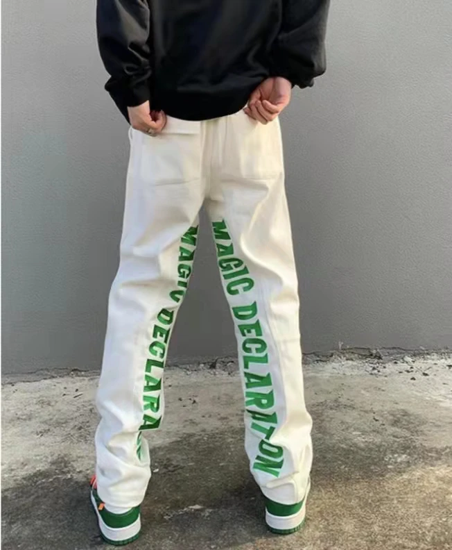 

Брюки мужские и женские прямые свободного покроя, Брендовые повседневные штаны в стиле хип-хоп, с вышивкой надписью, в стиле high street, весна-ос...