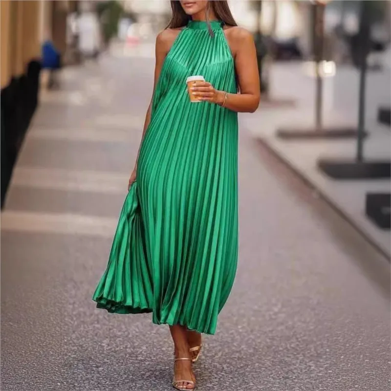 Модное плиссированное платье градиентного цвета женское летнее сексуальное
