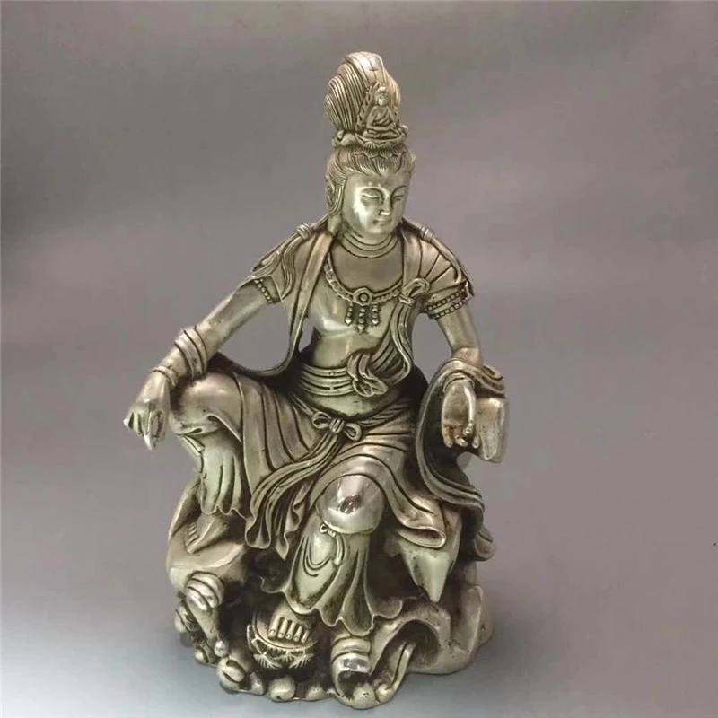 Китайская бронзовая резьба буддизм Avalokitesvara Guanyin Kwan-yin статуя Будды домашний декор Fengshui подарок