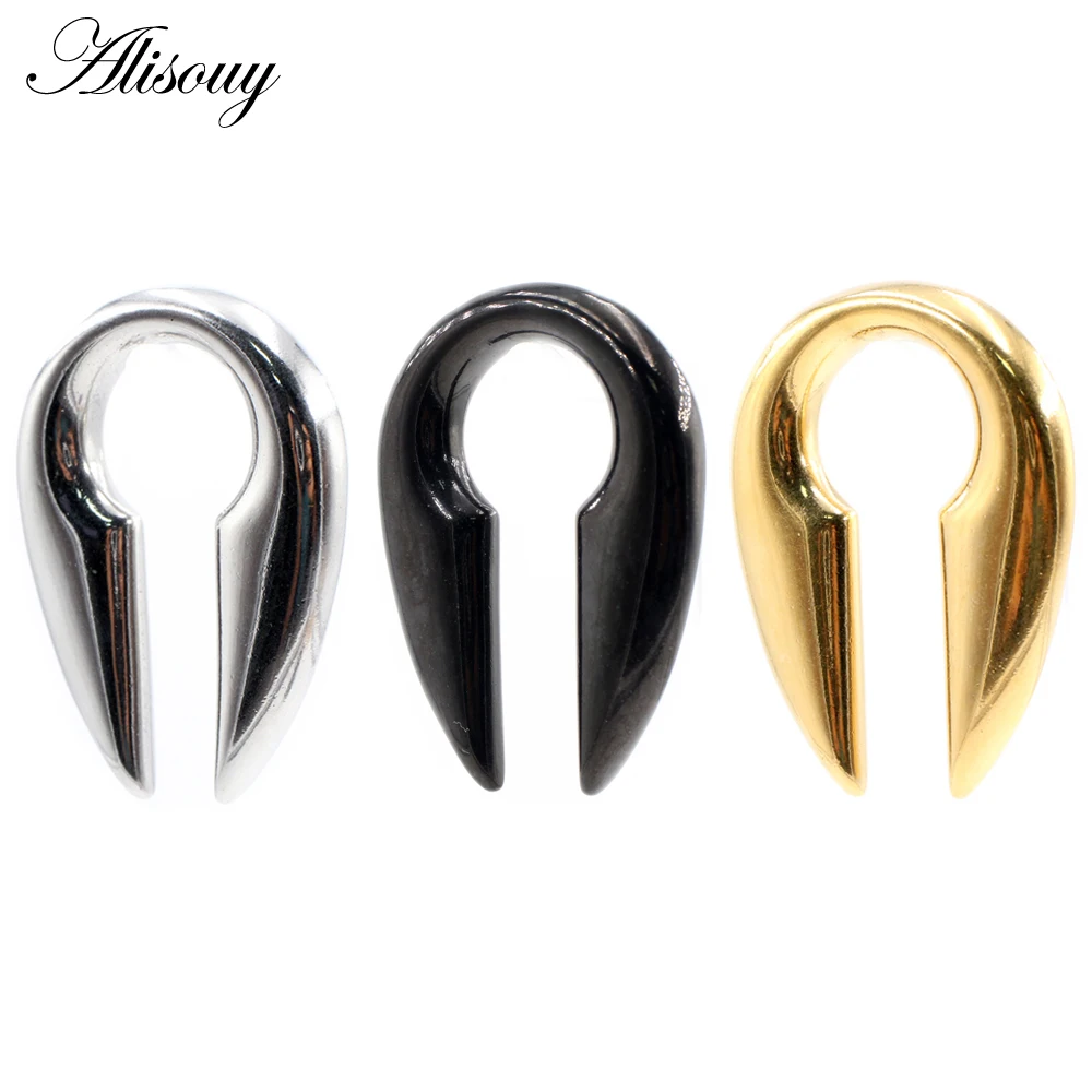 

1 шт. модные серьги Alisouy с заглушками для ушей и вешалкой для ушей из нержавеющей стали, гладкие серьги, расширитель, Эспандер для пирсинга те...