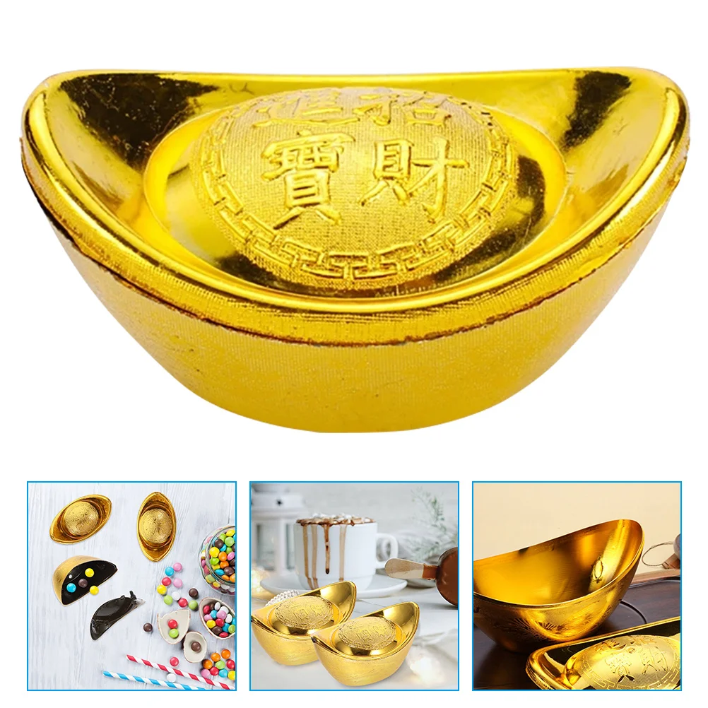 

Box Ingot Chinese Lucky Decor Golden Candy Yuan Money Wealth Bao Treasure Gold Figurine Fengshui Spring Porsperity Figurines