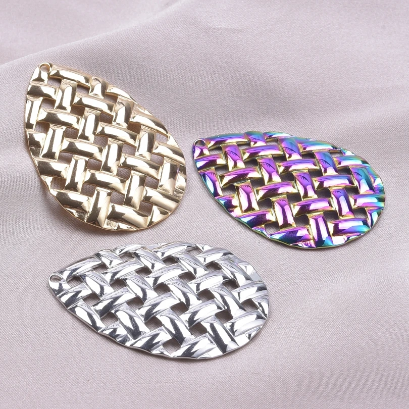 

Vintage Weave Water Drop Stainless Steel Gold Color Fashion Pendants Charm for Jewelry Making Craft Findings Bulk Item Wholesale