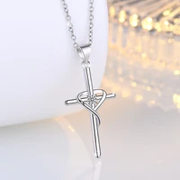 silver plated charm necklaces for women heart cross pendant with zircon female jewelry clavicle chain wife girlfriend gifts a208