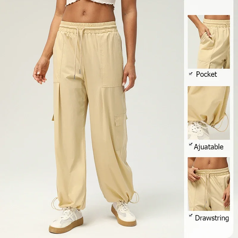 Женские брюки-карго однотонные свободные дышащие спортивные штаны брюки для