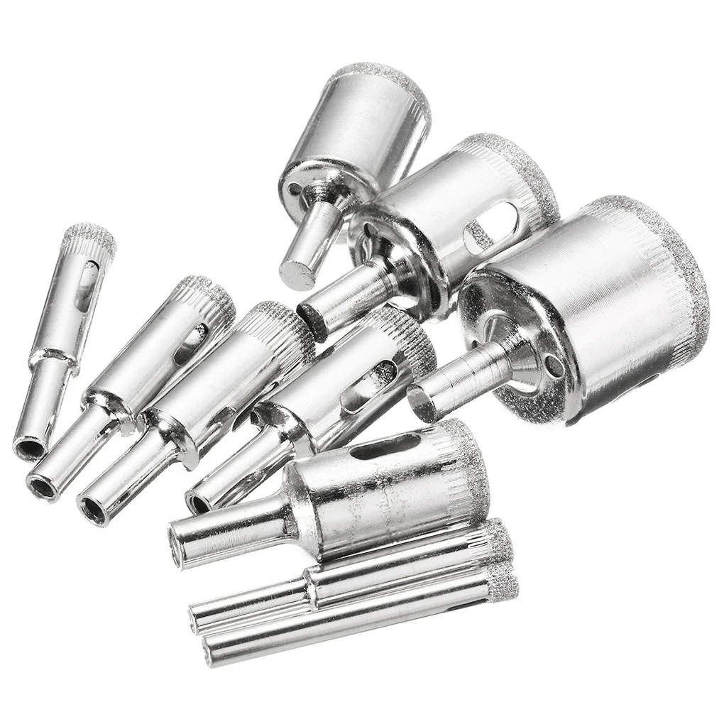 

15pcs 3mm-50mm Diamond Coated Drill Bit Tile Marble Glass Ceramic Hole Saw Drilling Bits For Power Tools
