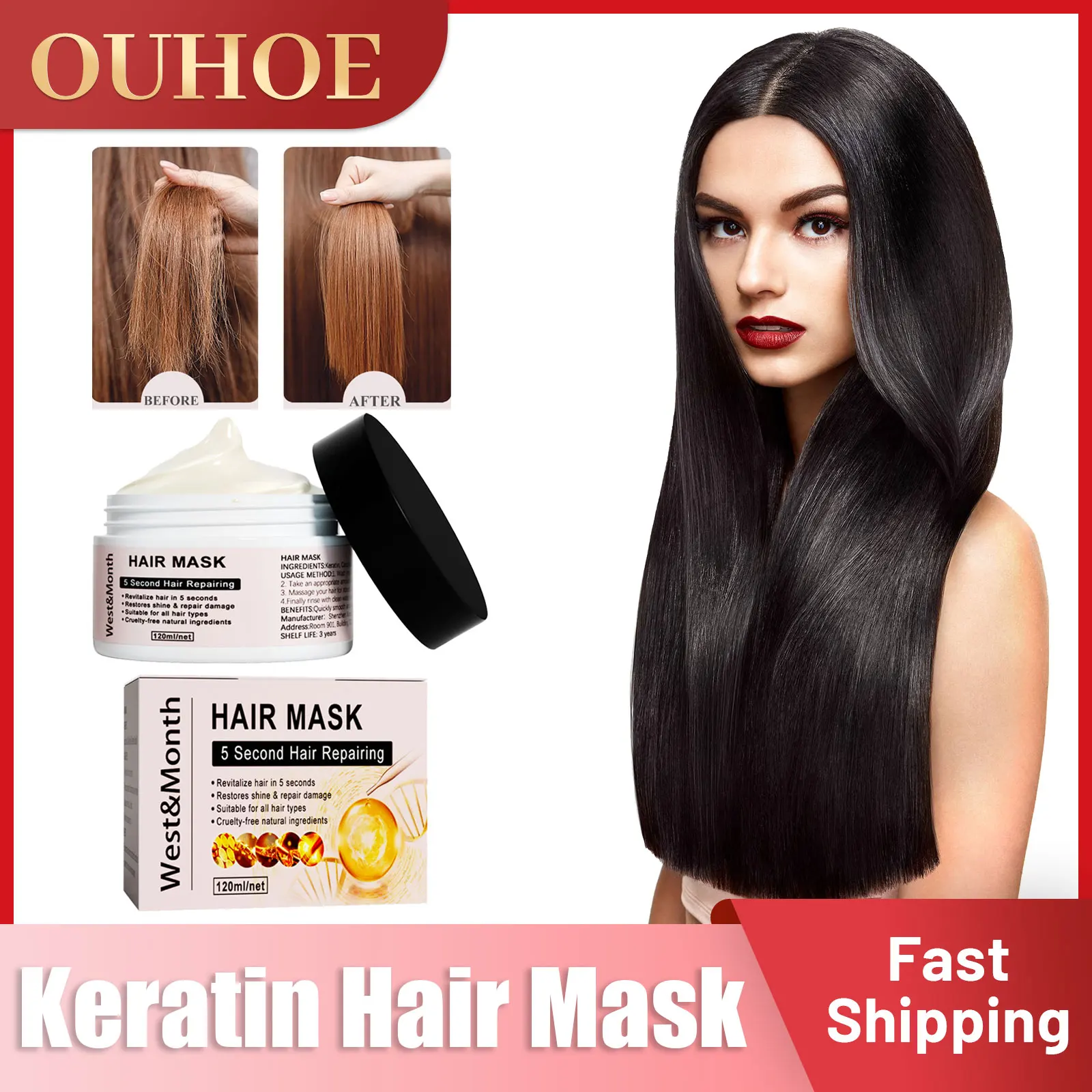 

Keratin Hair Mask Repair Damage Frizzy Straightening Protein Correcting Nourishing Soft Shiny Scalp Treatment Smooth Hair Cream