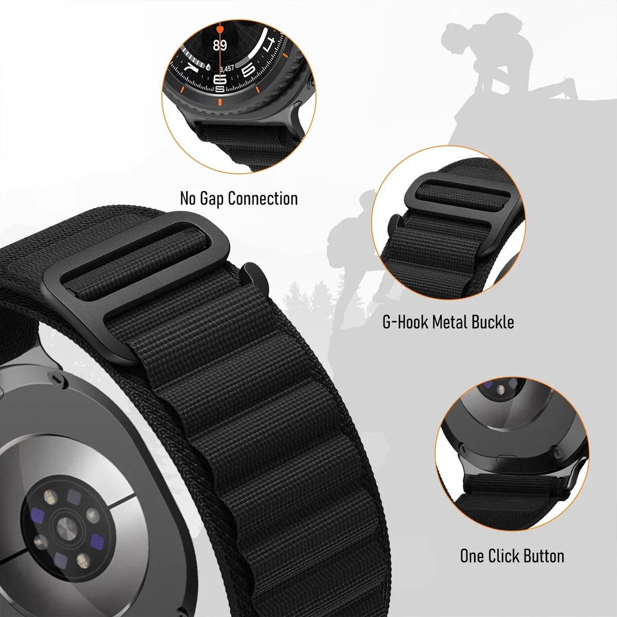Фото Ремешок с альпийской петлей для Samsung Galaxy Watch 8/8 classic/Ultra 47 мм 44 мм 40 мм, спортивный браслет correa Galaxy watch 8 Band №3