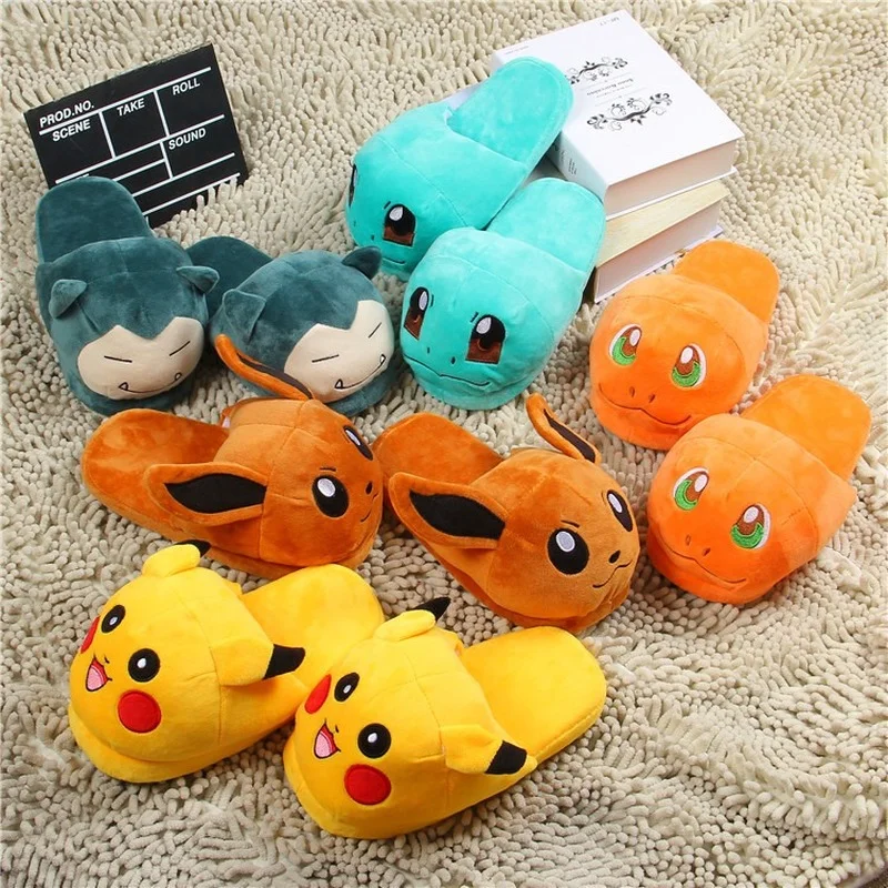 

Takara Tomy Pokemon Pikachu Eeveelution Snorlax Squirtle Charmander Cotton Slippers Pokemon Soft and Comfortable Warm Shoes