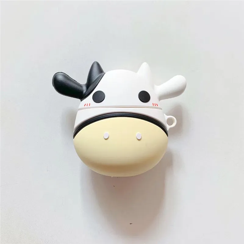 

Чехол для AirPods 2, симпатичный чехол с 3D рисунком коровы для наушников Apple Airpod 1 2, мягкий силиконовый защитный чехол, брелок